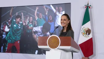 La presidenta Claudia Sheinbaum durante su conferencia matutina en Palacio Nacional, el 12 de junio de 2026.