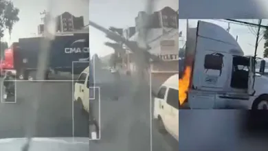 Revelan video del accidente donde un tráiler derriba un poste de luz en Gustavo Baz y provoca cierre vial.