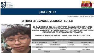 Ficha de Alerta Amber de Cristofer Emanuel Mendoza Flores, desaparecido en la alcaldía Iztacalco.