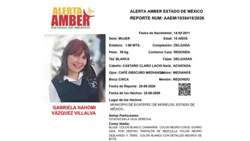 Alerta Amber: Se busca a Gabriela Nahomi Vázquez Villalva, desaparecida en Ecatepec