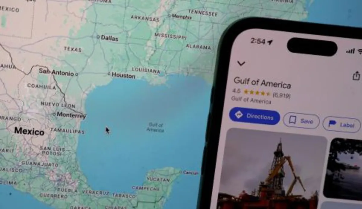 Para el resto del mundo, la plataforma muestra ambos nombres: "Golfo de México" seguido de "Golfo de América" entre paréntesis.