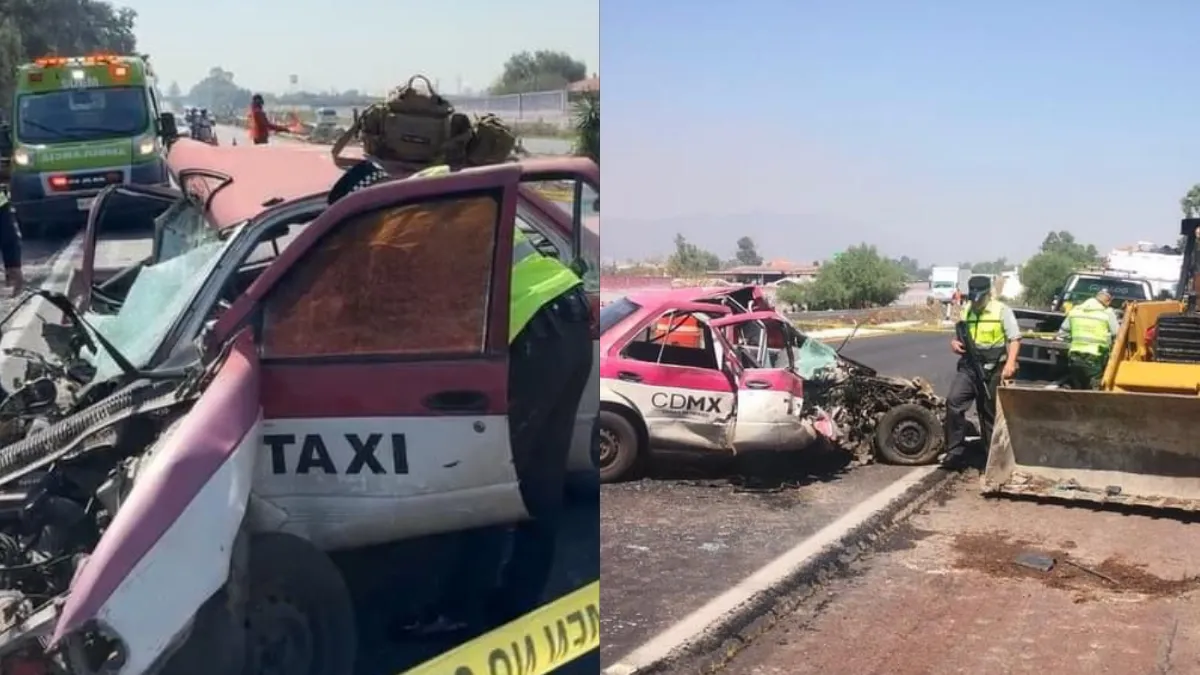 Choque entre taxi y retroexcavadora deja una mujer muerta en la México-Pirámides