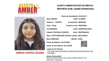 Alerta Amber: Se busca a Ximena Chávez Lezama; desapareció en Tecámac