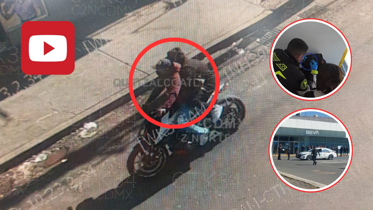 Motociclistas asaltan banco en la Agrícola Pantitlán; hay un policía herido y movilización en la zona.