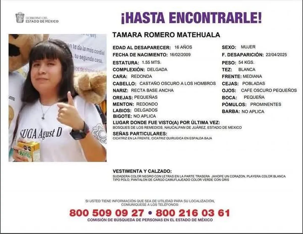 Tamara desapareció el pasado 22 de abril, luego de haber ido a clases en ese mismo día.