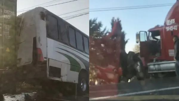 Autobús choca con tráiler y provocan caos vial en la Toluca-Naucalpan