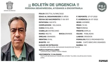 Victor Manuel está desaparecido en Toluca