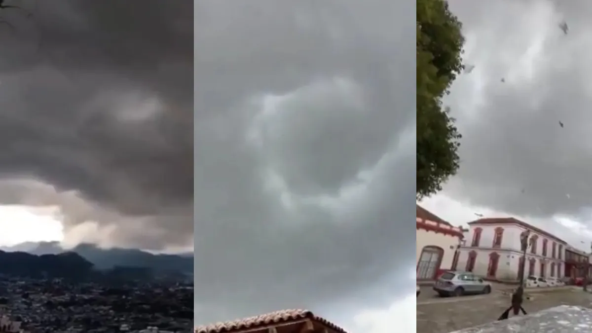 Dos tornados azotaron San Cristóbal de las Casas, Chiapas. Protección Civil confirmó daños en techos y estructuras; no hay lesionados reportados.