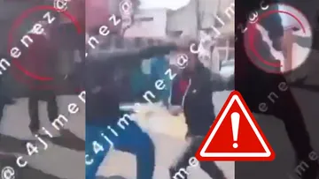 Riña entre jóvenes frente a la secundaria 252 en la alcaldía Venustiano Carranza terminó con amenazas con arma de fuego.