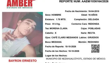 Alerta Amber: Se busca a Bayron Ernesto Mendoza Anselmo, desapareció en Nezahualcóyotl