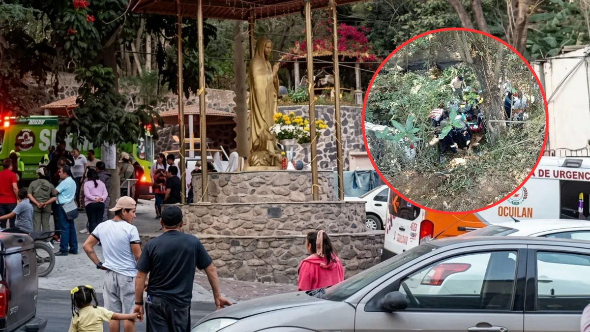 Vuelca camioneta de peregrinos rumbo a Chalma, hay varios lesionados