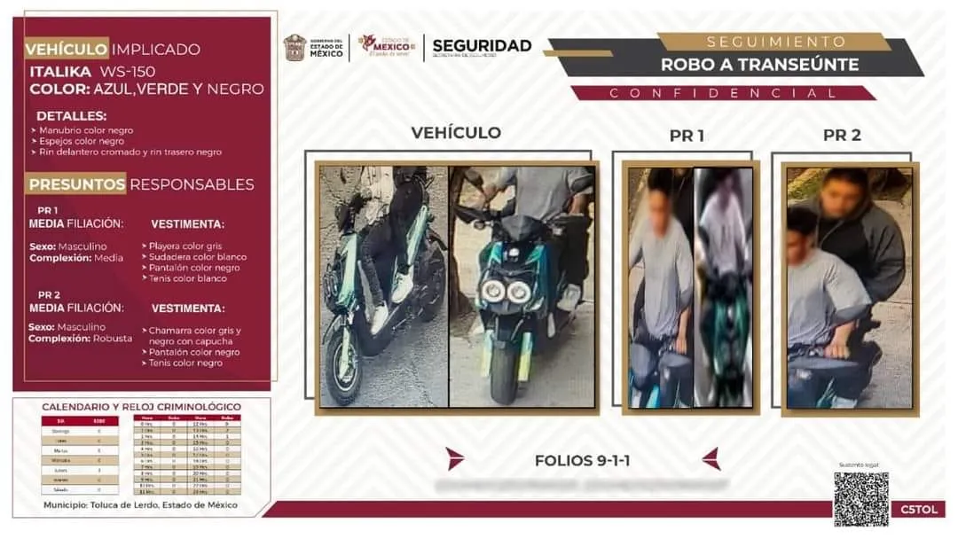 Toluca: Detienen a dos presuntos “motorratones” en la Alameda