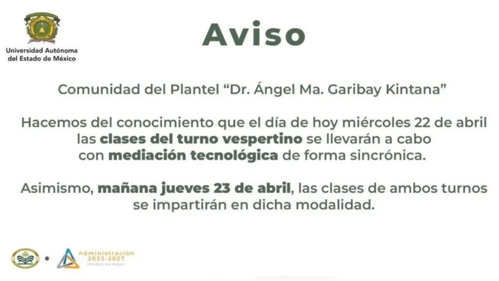 Prepa 5 de la UAEMéx suspende clases presenciales tras amenaza de tiroteo