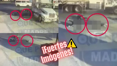 Momento en que motociclista es atropellado por tráiler en Tultitlán; el impacto quedó grabado en video.