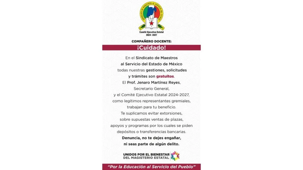 SMSEM hace llamado a sus agremiados a estar alerta ante intentos de extorsión por supuestos trámites sindicales