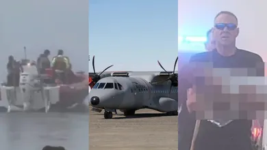 Civiles ayudan en el rescate de sobrevivientes de la avioneta de Semar tras caer en Galveston, Texas.