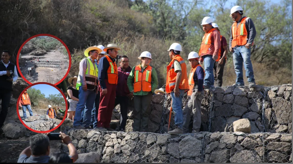 Construyen presa de gavión en zona alta de Ecatepec para prevenir inundaciones