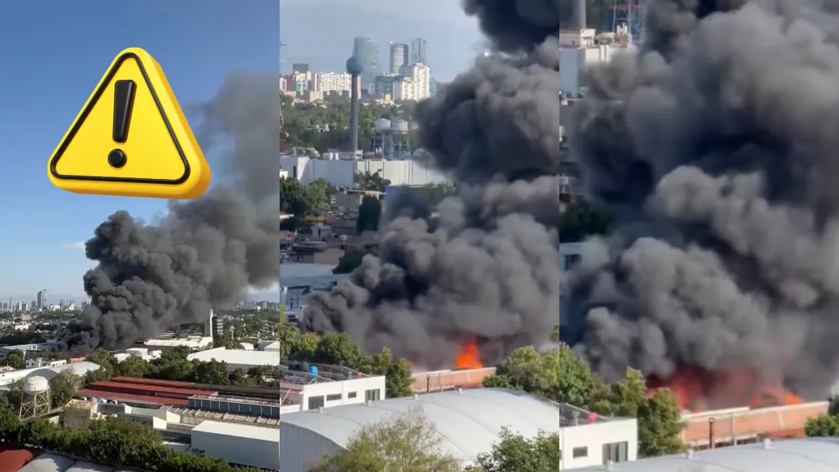 Bomberos trabajan para controlar el incendio en fábrica de Azcapotzalco tras explosión que alertó a vecinos.