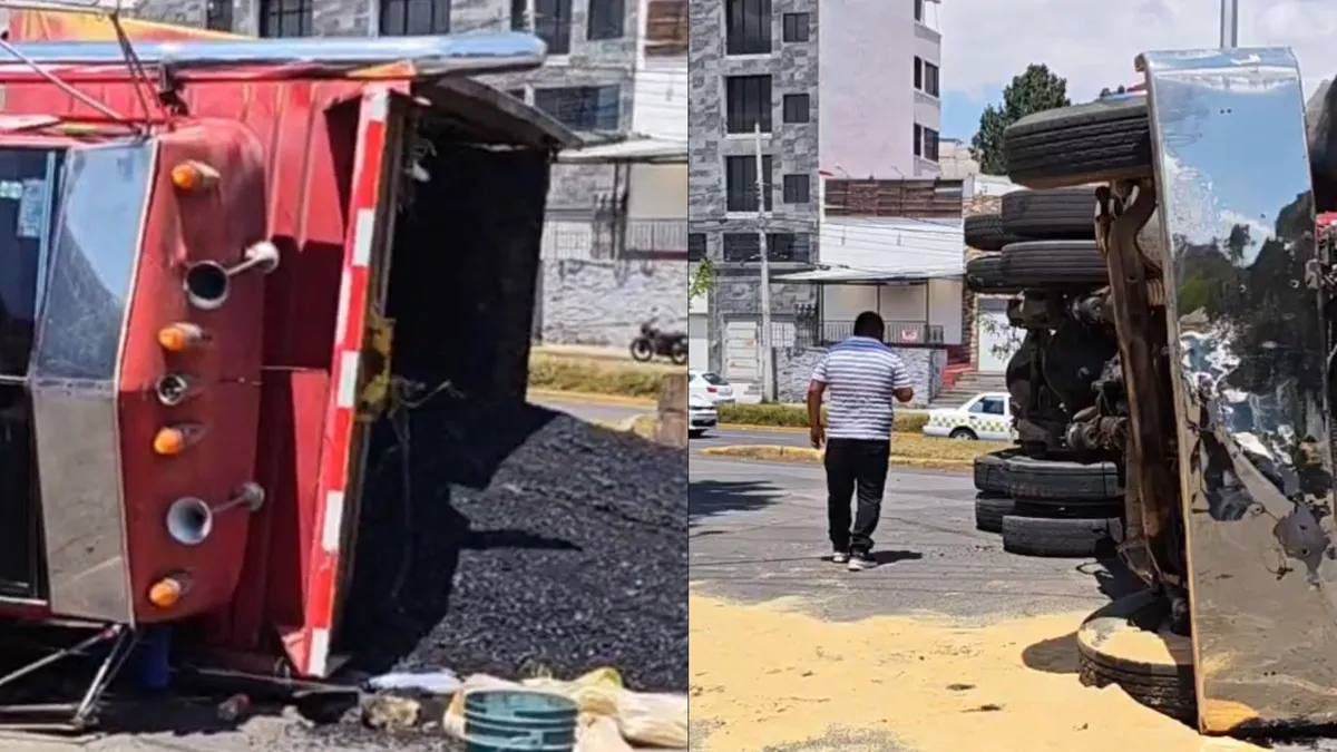 Vuelca camión cargado con asfalto en Toluca, cierran circulación en Paseo Tollocan