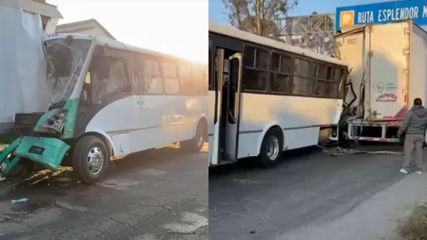 ¡Camionazo! Autobús choca con tráiler en la Toluca–Atlacomulco; hay lesionados