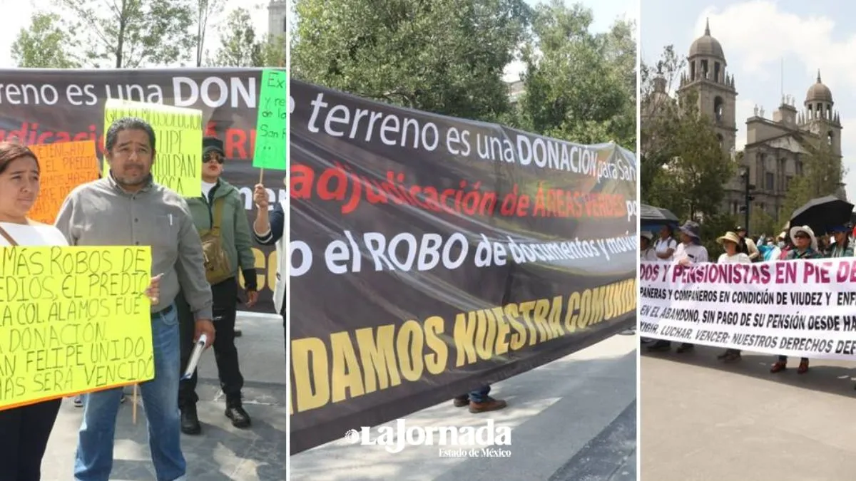 Protestas frente a Palacio de Gobierno en Toluca