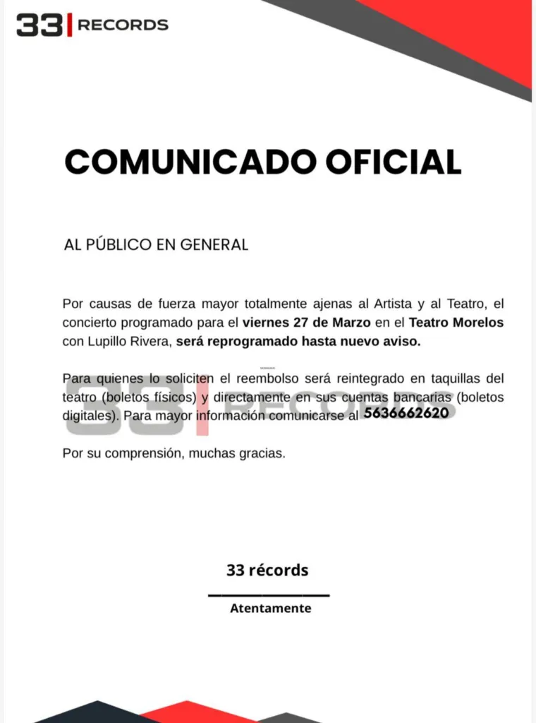 Cancelan concierto de Lupillo Rivera en Toluca; será reprogramado