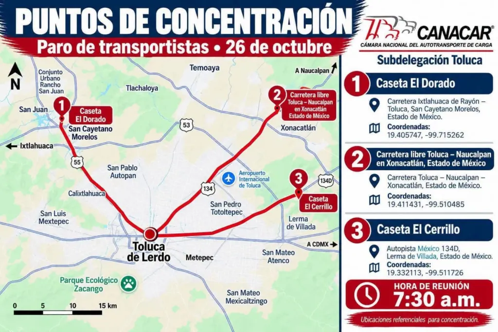 Paro de transportistas en Toluca: estos son los posibles tres puntos de concentración