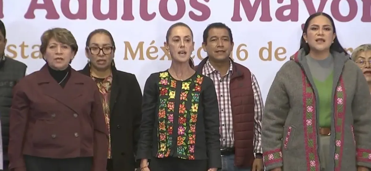 Sheinbaum y Delfina entregan apoyos de pensiones en Tlalnepantla