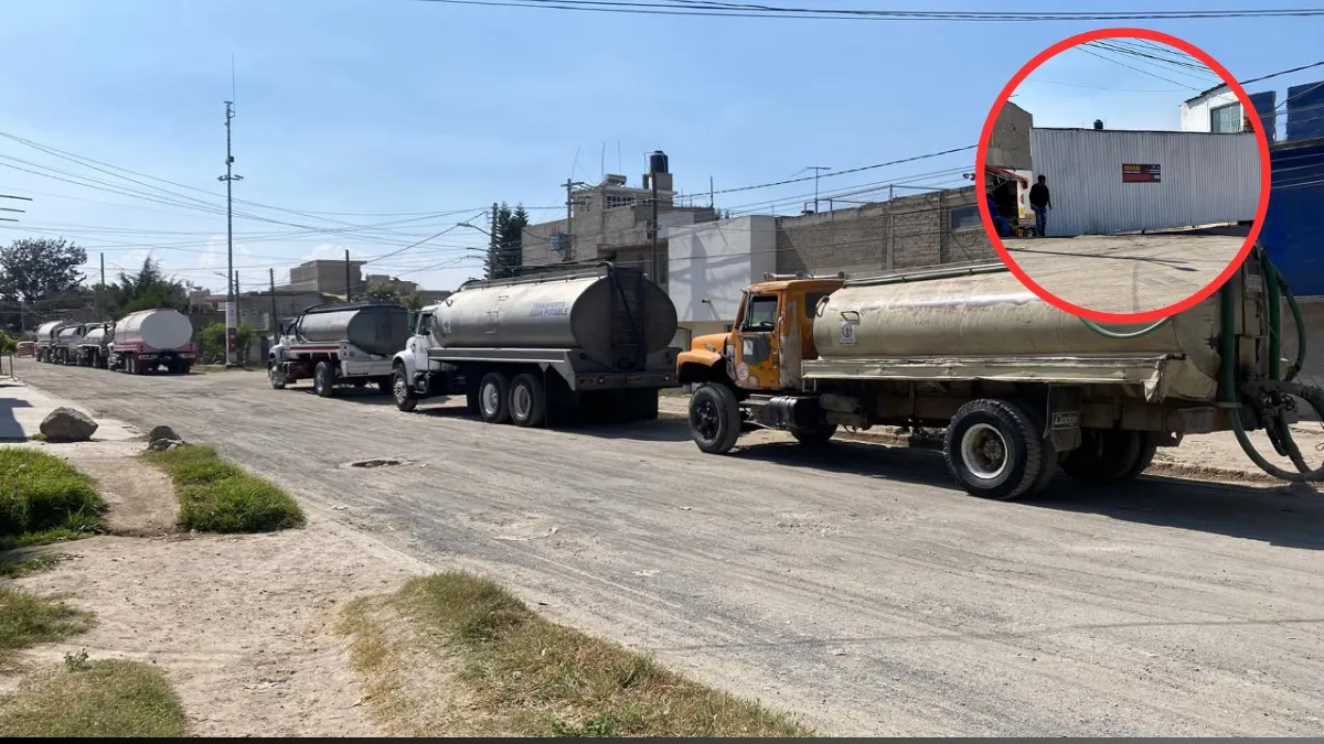 Pipas abarrotan pozo de agua pese a clausura en Chicoloapan