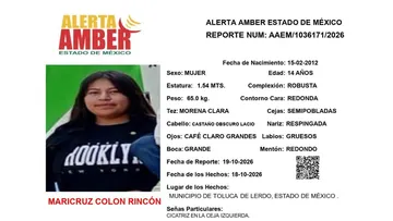 Alerta Amber: Se busca a Maricruz Colon Rincón; desapareció en Toluca