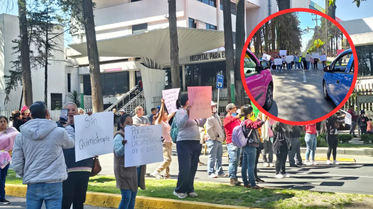 Familiares de pacientes en de Hospital del niño bloquean Paseo Colón en Toluca