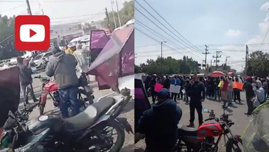 Alrededor de 60 mototaxis bloquean la vialidad México-Texcoco provocando un severo caos vial.