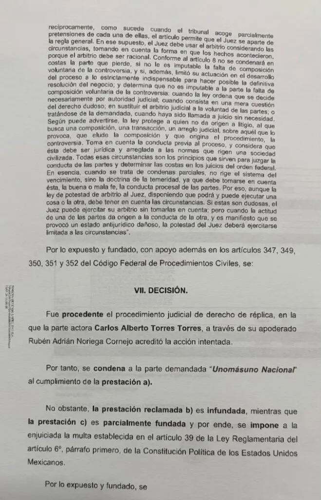 Justicia federal exonera a Carlos Torres; medio nacional deberá rectificar y pagar multa