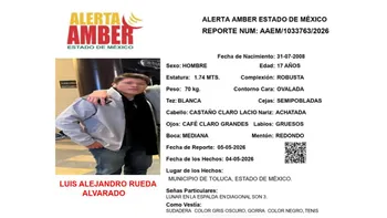 Alerta Amber: Se busca a Luis Alejandro Rueda Alvarado; desapareció en Toluca