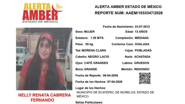 Nelly Renata Cabrera Fernando desapareció en Ecatepec; autoridades piden apoyo ciudadano para localizarla.