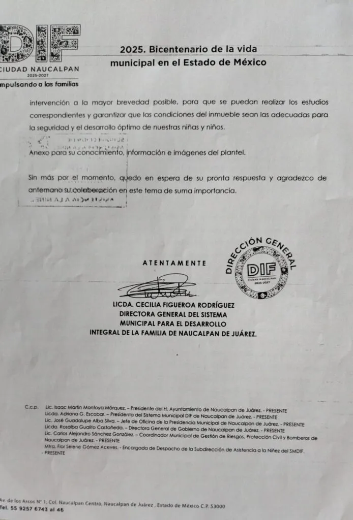 Kinder fue desalojado por daños derivados de microsismos en San Mateo, Naucalpan