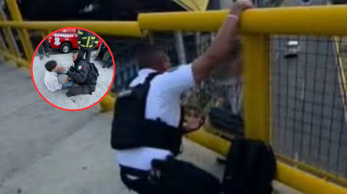 Héroes en Neza: Policías municipales rescatan a joven de puente peatonal en el Metro Nezahualcóyotl