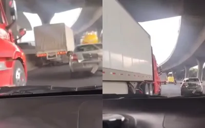 Tráiler impacta vehículo y lo arrastra sobre la México–Querétaro.