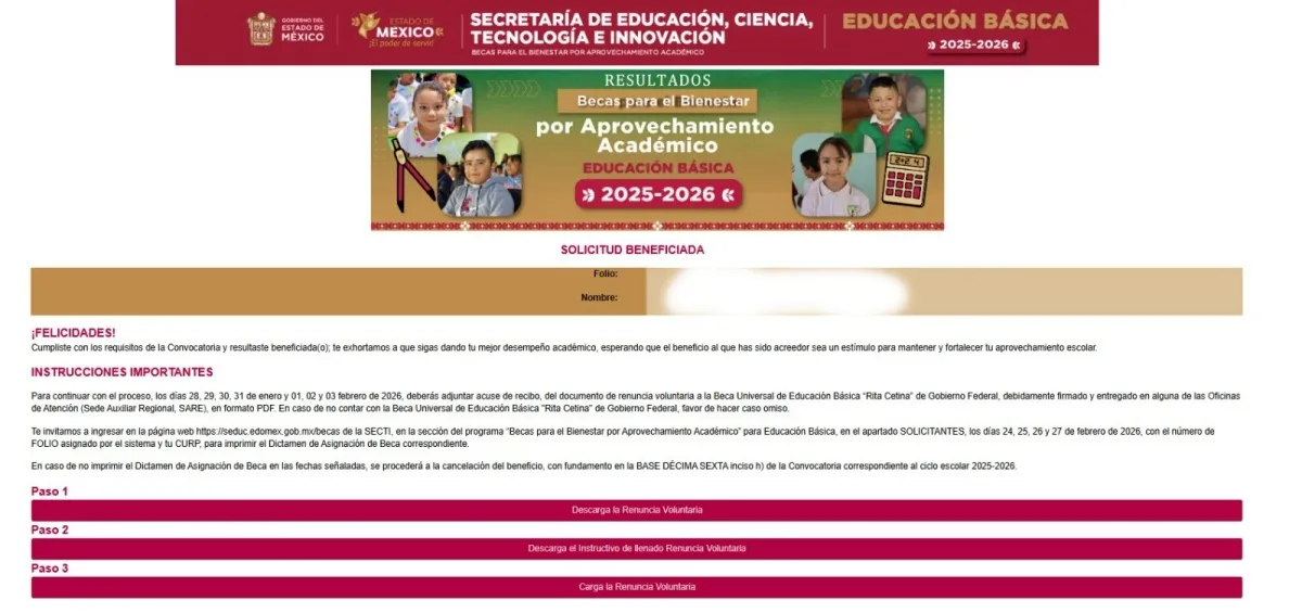 Fecha para el Dictamen de asignación de la Beca de Aprovechamiento Académico Edomex