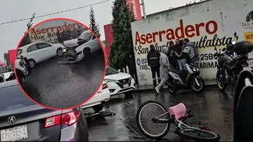 Madre e hijo resultan heridos tras ser embestidos por taxi en Chalco.