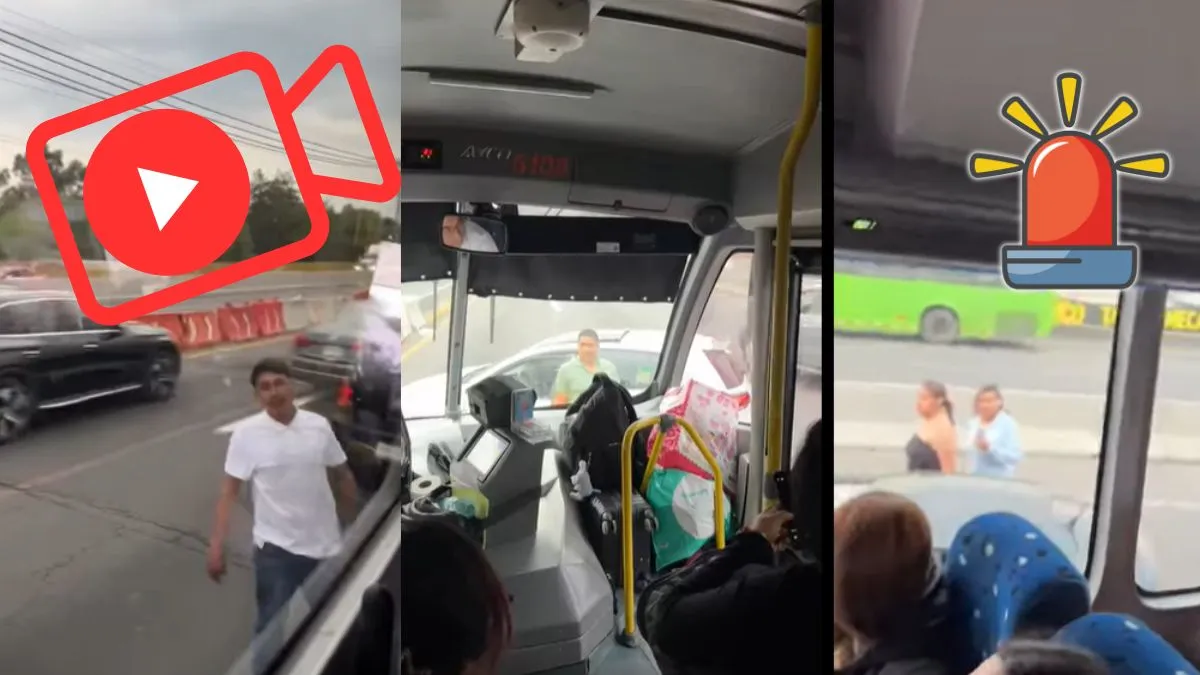 Camión Volcanes invadió carril del trolebús tras ser víctima de presuntos montachoques en la México-Puebla [VIDEO]