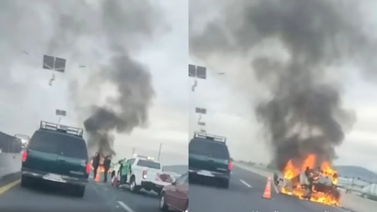 Vehículo se incendia en Siervo de la Nación