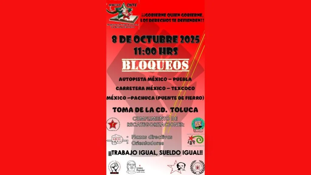 Integrantes de la CNTE bloquean carreteras del Edomex