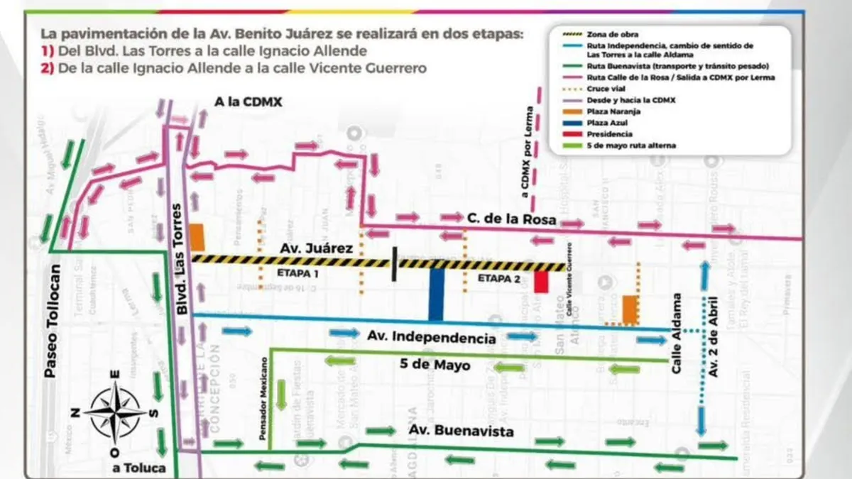 ¡Cuidado! Cambia de sentido la Avenida Independencia en San Mateo Atenco por obras