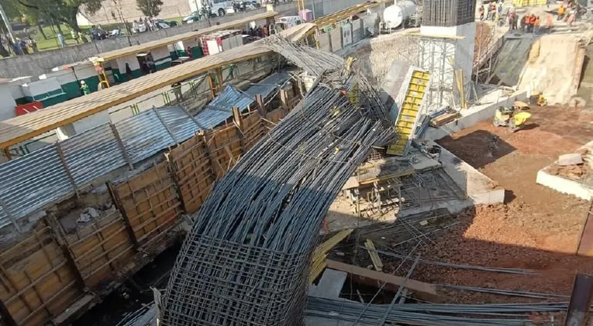 Iztapalapa: Colapsa estructura en obras del Trolebús, deja seis trabajadores lesionados