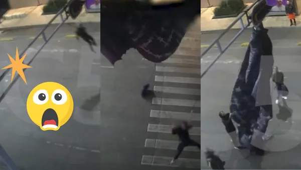 Paracaidista queda atorado en un semáforo de Avenida Balderas en el Centro Histórico de la CDMX.