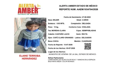 Alerta Amber: Se busca a Elaine Terroba Hernández; desapareció en Ixtapan de la Sal