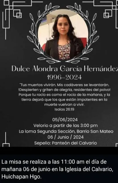 Darán último adiós a Dulce Alondra, joven que murió tras golpe de La Emperatriz