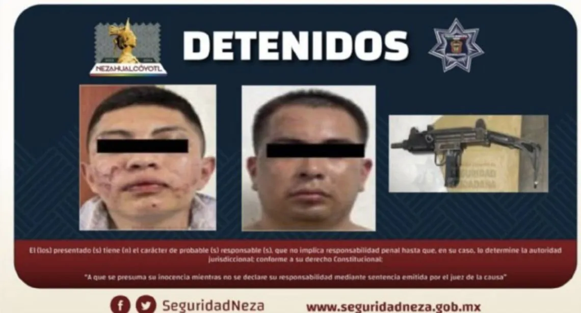 Detienen a hombres armados con una subametralladora en Neza