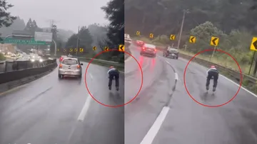 Captan a hombre patinando sobre la autopista México-Toluca [VIDEO]
